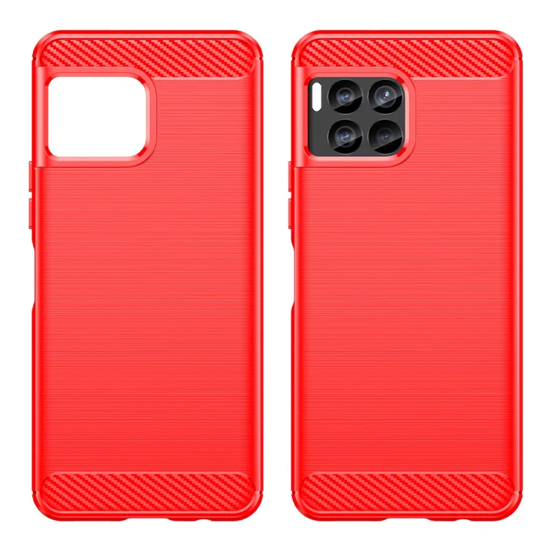 For T-Mobile REVVL 7 Pro Case TPU Brushed Carbon Fiber Protective Cover - Red