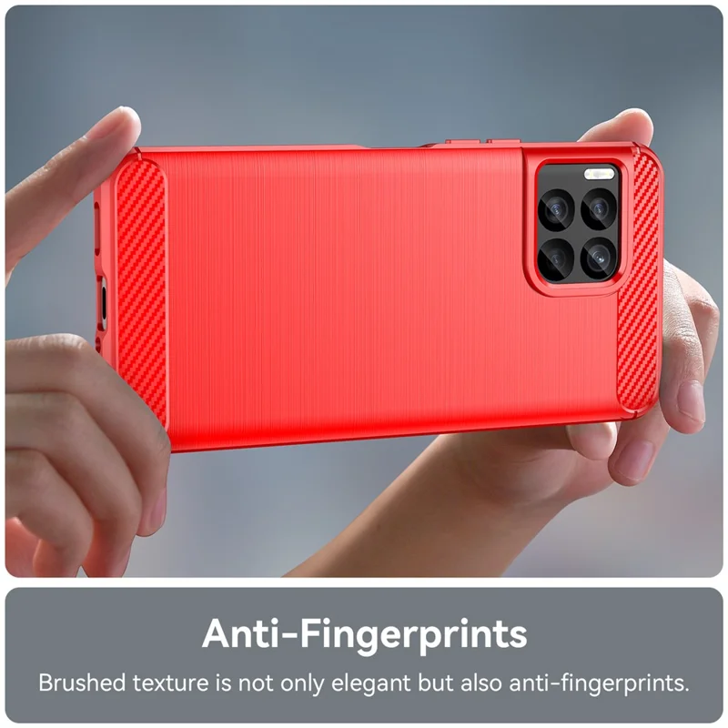 For T-Mobile REVVL 7 Pro Case TPU Brushed Carbon Fiber Protective Cover - Red