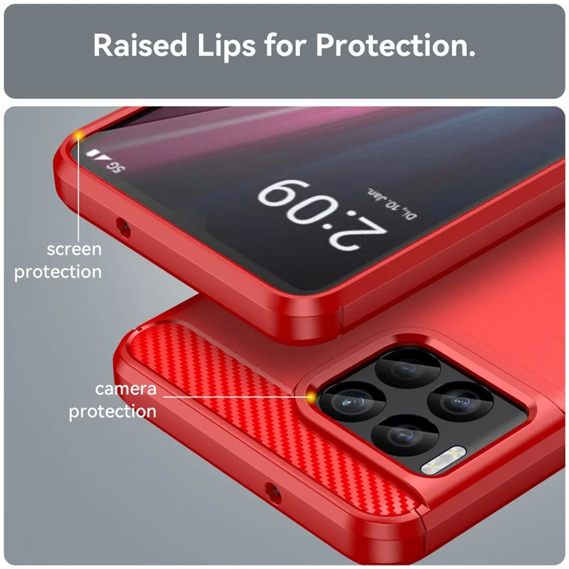 For T-Mobile REVVL 7 Pro Case TPU Brushed Carbon Fiber Protective Cover - Red