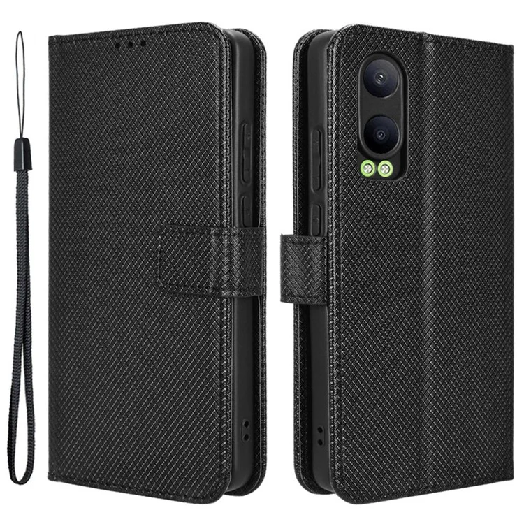 For OnePlus Nord CE4 Lite 5G / Oppo K12x 5G (China) Case Diamond Texture Leather Phone Cover - Black