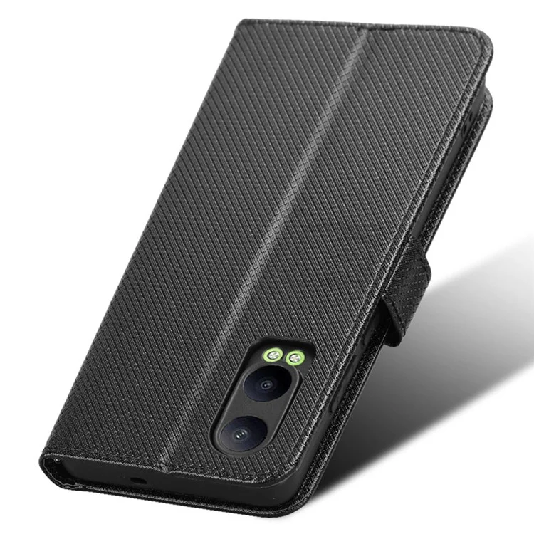 For OnePlus Nord CE4 Lite 5G / Oppo K12x 5G (China) Case Diamond Texture Leather Phone Cover - Black