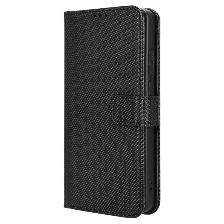 For OnePlus Nord CE4 Lite 5G / Oppo K12x 5G (China) Case Diamond Texture Leather Phone Cover - Black