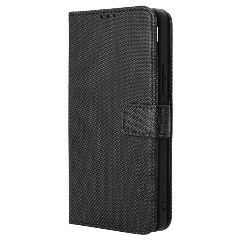 For TECNO Pova 6 4G Protective Case Diamond Texture Leather Phone Cover with Wallet - Black