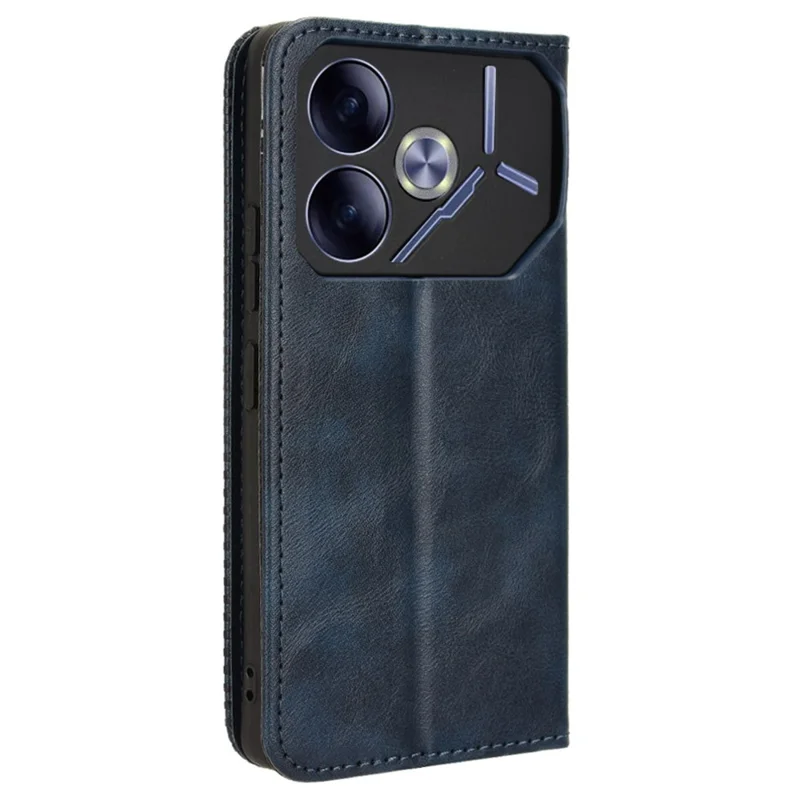 For TECNO Pova 6 4G Case Leather Magnetic Closure Phone Cover TPU Shockproof Inner Shell - Blue
