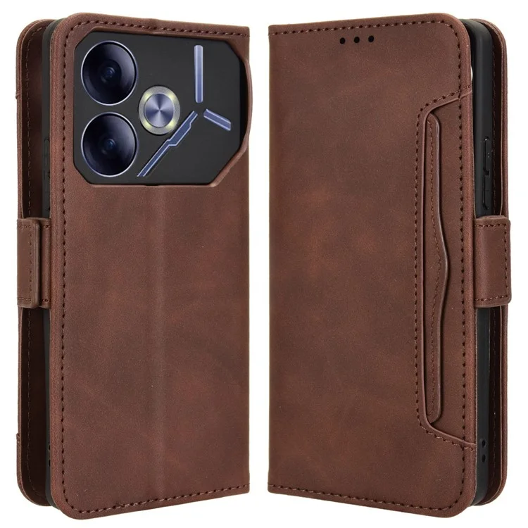 Per TECNO Pova 6 4G Cover Wallet in Pelle Cover per Telefono con Più Slot per Schede - Marrone