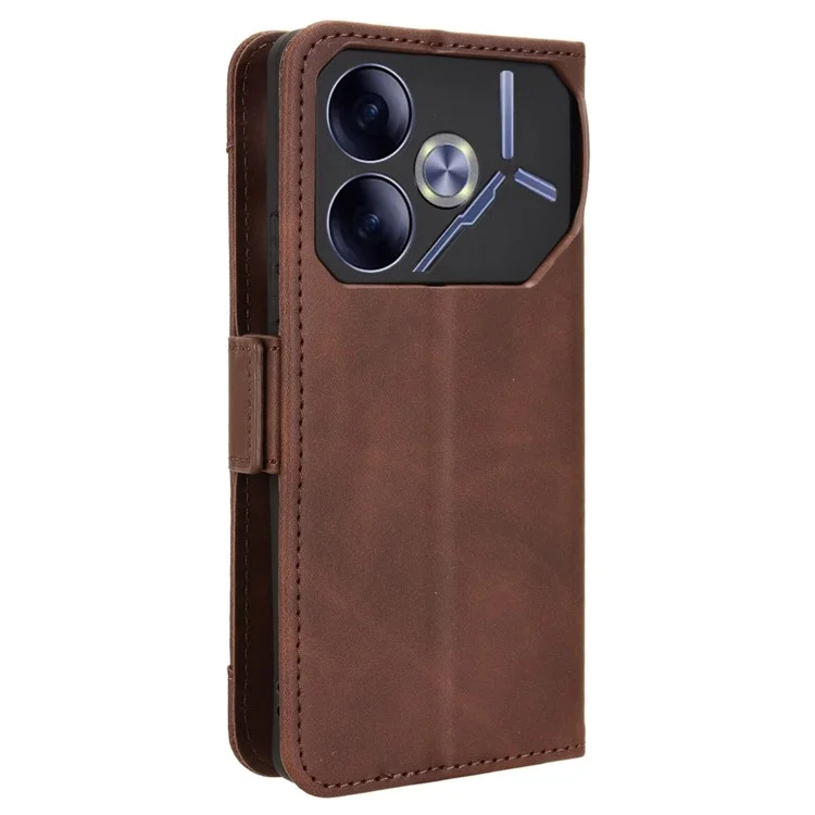 Per TECNO Pova 6 4G Cover Wallet in Pelle Cover per Telefono con Più Slot per Schede - Marrone