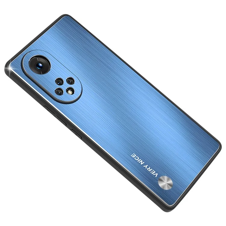 TPU + Étui de Téléphone en Alliage en Aluminium Pour Honor 50 Pro, Couverture de Téléphone Mobile Anti-automne Surface Brossée - Bleu