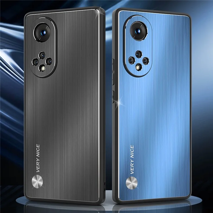 TPU + Étui de Téléphone en Alliage en Aluminium Pour Honor 50 Pro, Couverture de Téléphone Mobile Anti-automne Surface Brossée - Bleu