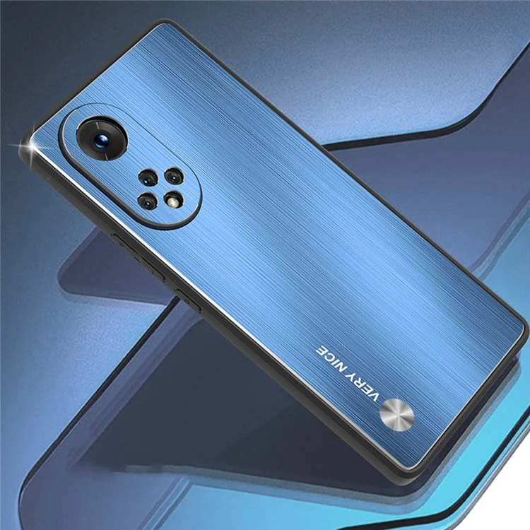 TPU + Étui de Téléphone en Alliage en Aluminium Pour Honor 50 Pro, Couverture de Téléphone Mobile Anti-automne Surface Brossée - Bleu