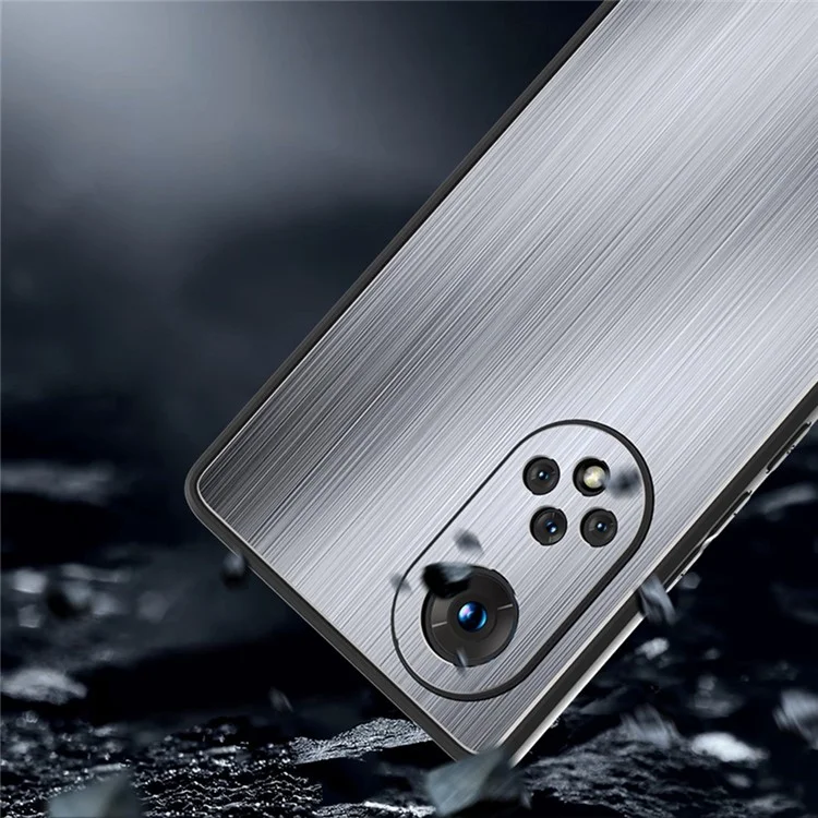 TPU + Étui de Téléphone en Alliage en Aluminium Pour Honor 50 Pro, Couverture de Téléphone Mobile Anti-automne Surface Brossée - Bleu