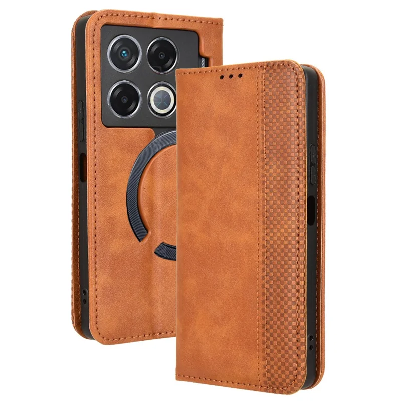 For Infinix GT 20 Pro 5G X6871 Case Leather Magnetic Closure Phone Cover Stand Folio - Brown