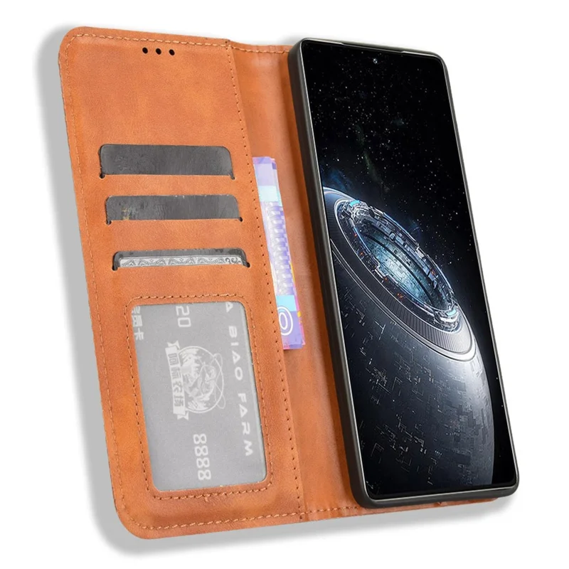 For Infinix GT 20 Pro 5G X6871 Case Leather Magnetic Closure Phone Cover Stand Folio - Brown