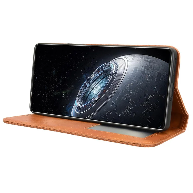 For Infinix GT 20 Pro 5G X6871 Case Leather Magnetic Closure Phone Cover Stand Folio - Brown