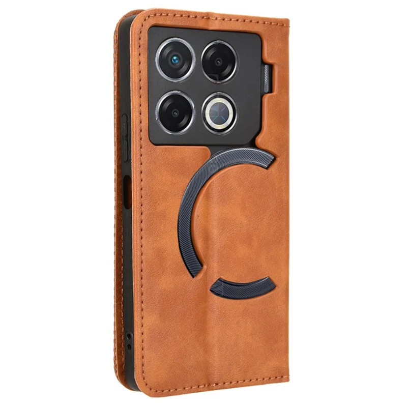 For Infinix GT 20 Pro 5G X6871 Case Leather Magnetic Closure Phone Cover Stand Folio - Brown
