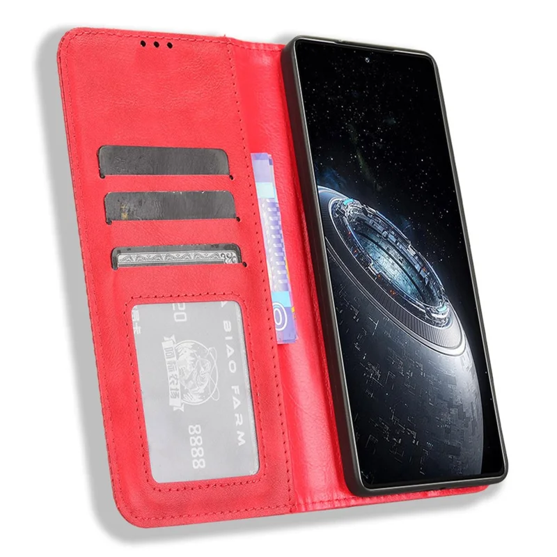 For Infinix GT 20 Pro 5G X6871 Case Leather Magnetic Closure Phone Cover Stand Folio - Red
