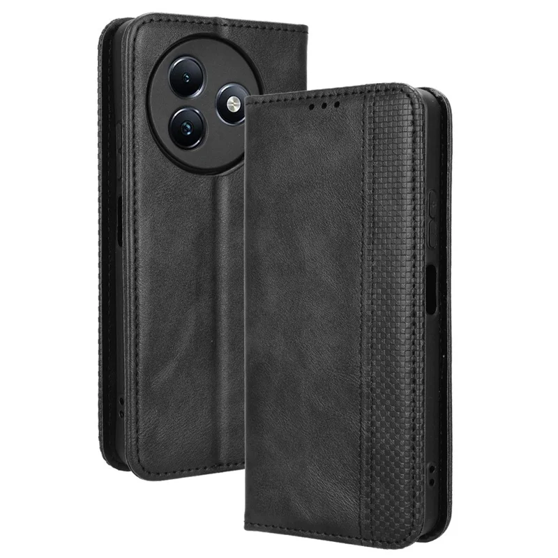 For itel S24 S667LN Case Magnetic Closing Leather Phone Wallet Cover - Black