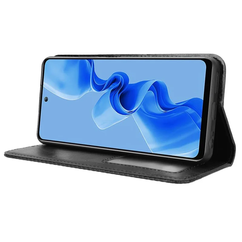 For itel S24 S667LN Case Magnetic Closing Leather Phone Wallet Cover - Black