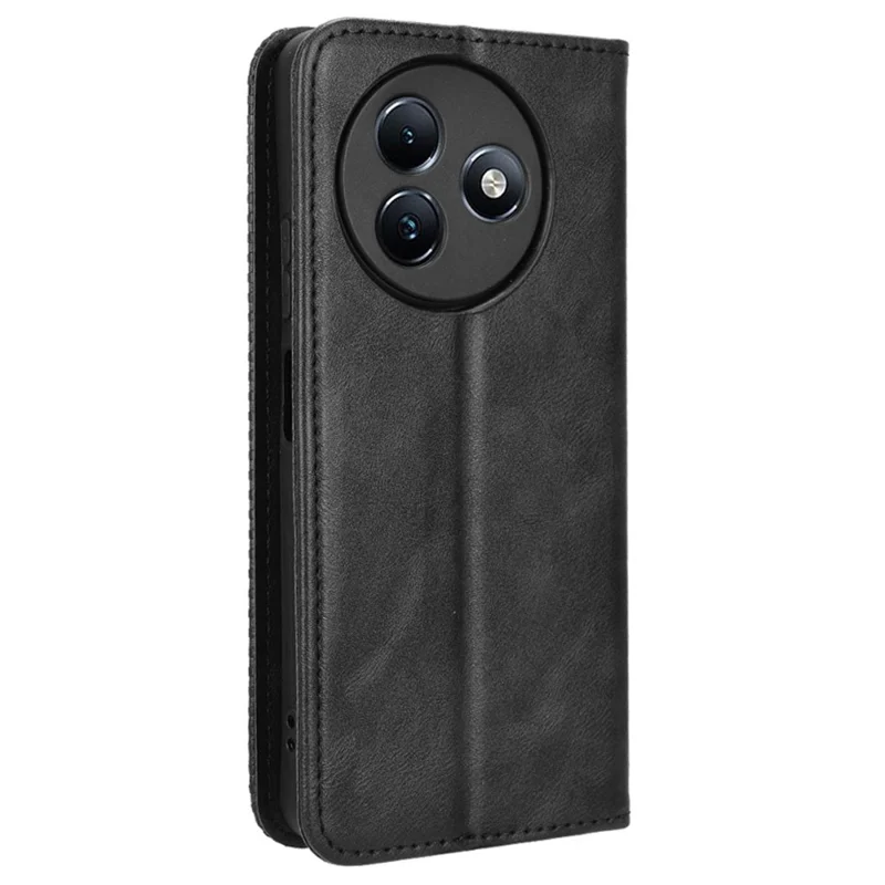 For itel S24 S667LN Case Magnetic Closing Leather Phone Wallet Cover - Black