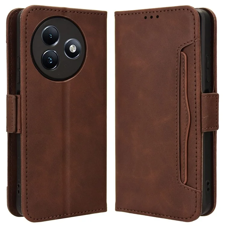 Para itel S24 / S667LN Wallet Case Multiple Card Slots Leather Phone Shell - Marrom