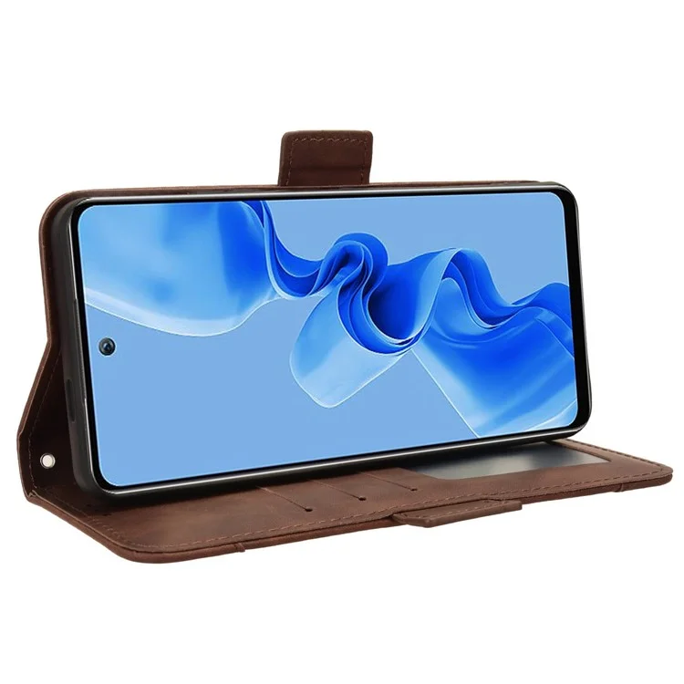 Para itel S24 / S667LN Wallet Case Multiple Card Slots Leather Phone Shell - Marrom