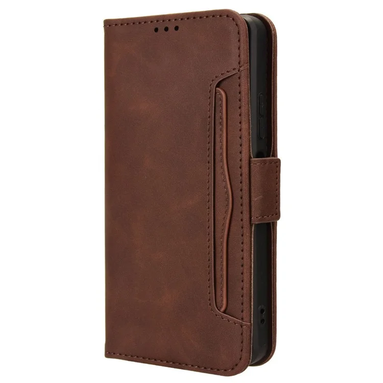 Para itel S24 / S667LN Wallet Case Multiple Card Slots Leather Phone Shell - Marrom