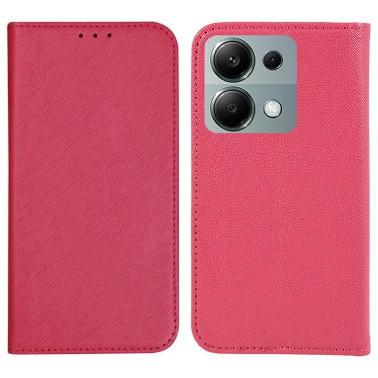Per Xiaomi Redmi Note 13 Pro 4G / Poco M6 Pro 4G Case Cross Texture Wallet Leather Phone Cover - Rosa