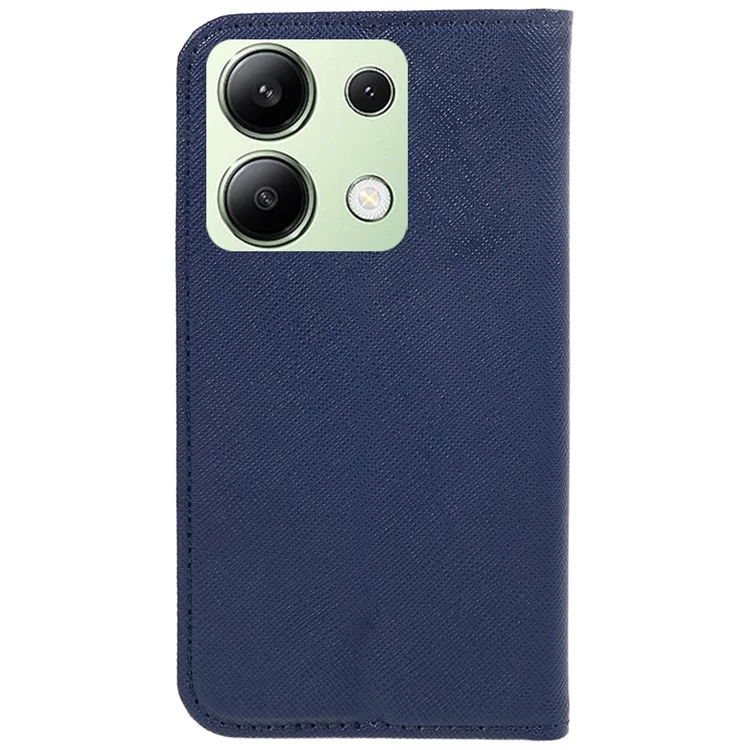 For Xiaomi Redmi Note 13 4G Wallet Case Cross Texture Leather Flip Phone Cover - Dark Blue