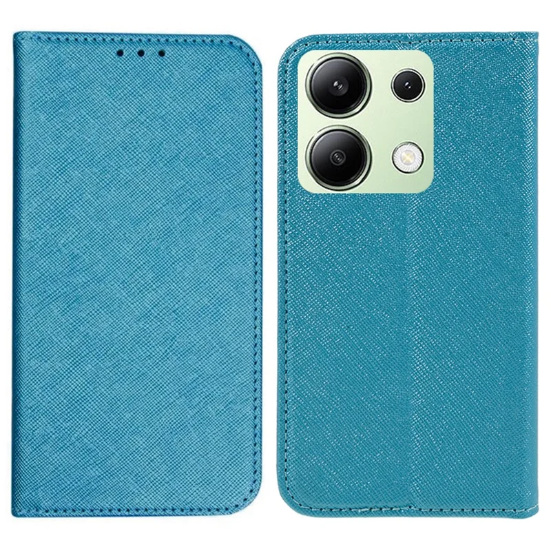 For Xiaomi Redmi Note 13 4G Wallet Case Cross Texture Leather Flip Phone Cover - Sky Blue