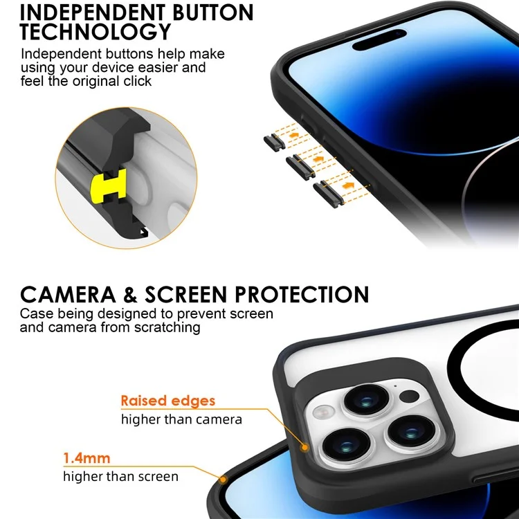 Combat X Mode Magnetic Series for iPhone 16 Pro Max Case Anti-Drop TPU+PC Phone Cover Compatible with MagSafe - Black