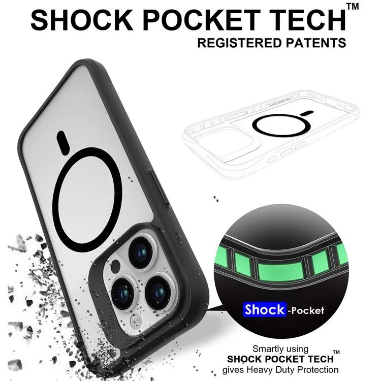 Combat X Mode Magnetic Series for iPhone 16 Pro Max Case Anti-Drop TPU+PC Phone Cover Compatible with MagSafe - Black