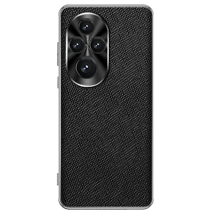 For Honor 200 Pro 5G Cover Cross Texture PU Leather Coated TPU Cell Phone Case - Schwarz