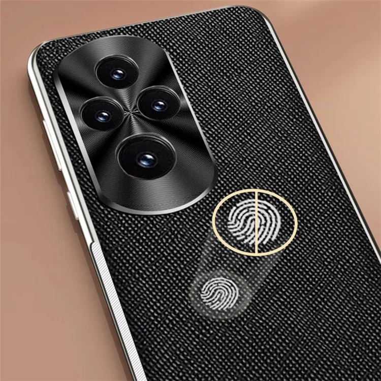 For Honor 200 Pro 5G Cover Cross Texture PU Leather Coated TPU Cell Phone Case - Schwarz