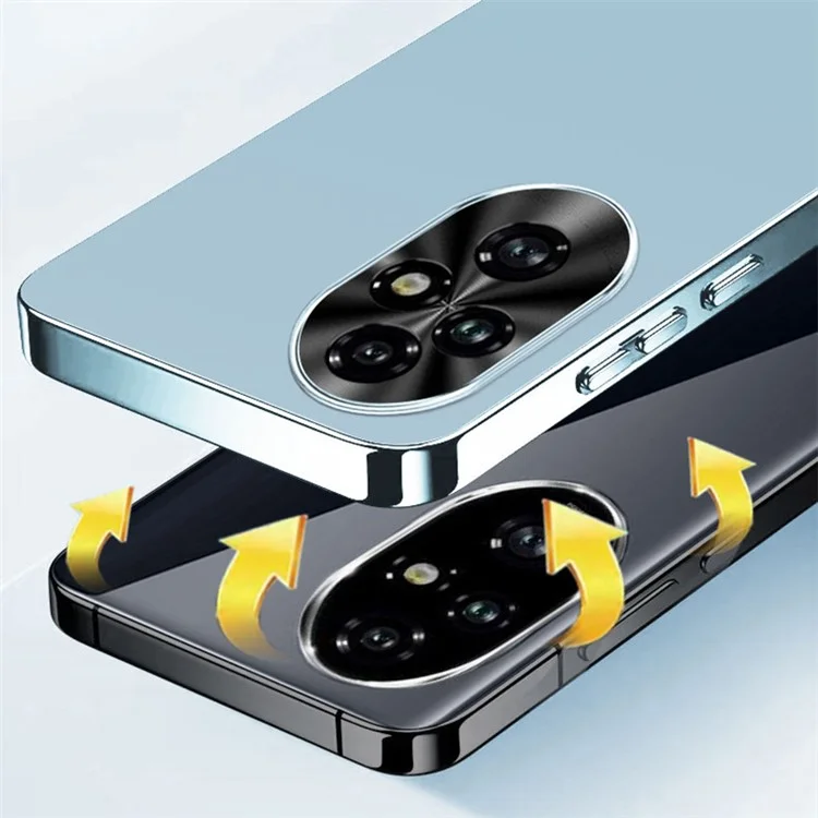 Capa 5G For Honor 200 de acrílico + TPU + metal com moldura eletrolítica anti-riscos - Azul bebê