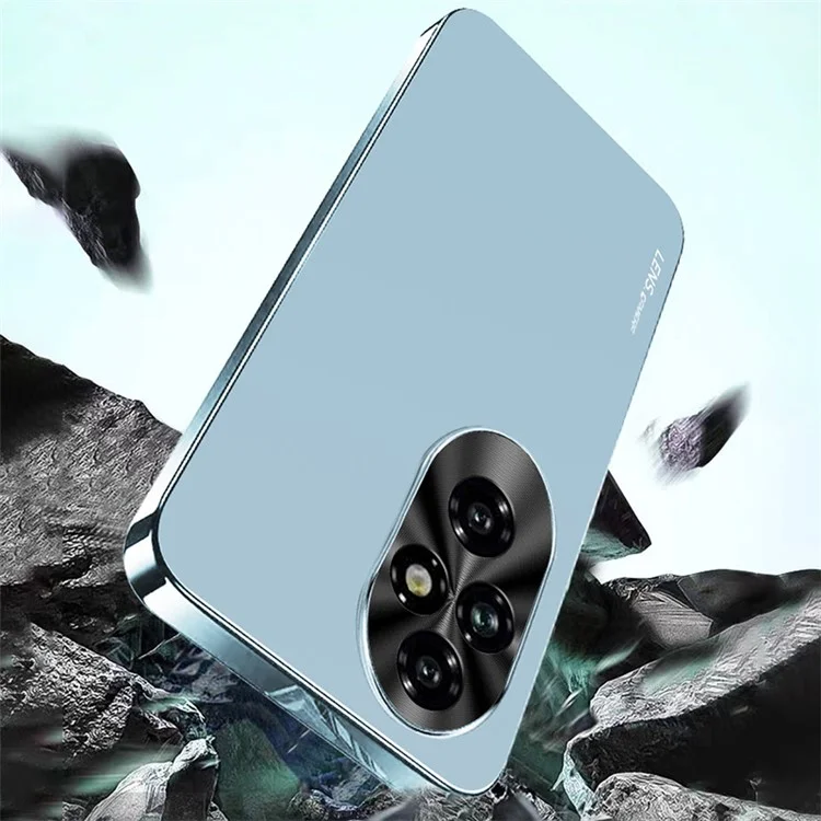 Capa 5G For Honor 200 de acrílico + TPU + metal com moldura eletrolítica anti-riscos - Azul bebê