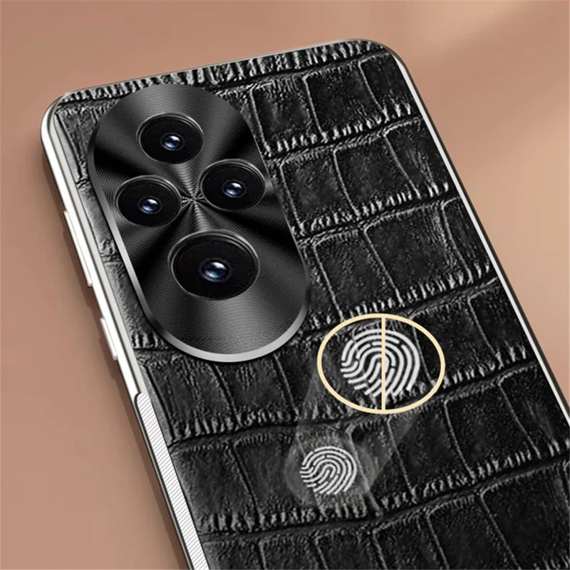 For Honor 200 Pro 5G Case Crocodile Texture Genuine Cow Leather+TPU Phone Cover - Red