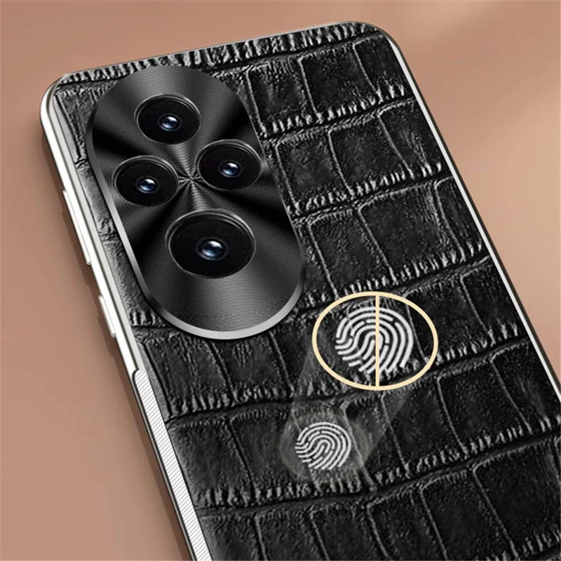 For Honor 200 5G Case Crocodile Texture Genuine Cow Leather+TPU Phone Cover - Coffee
