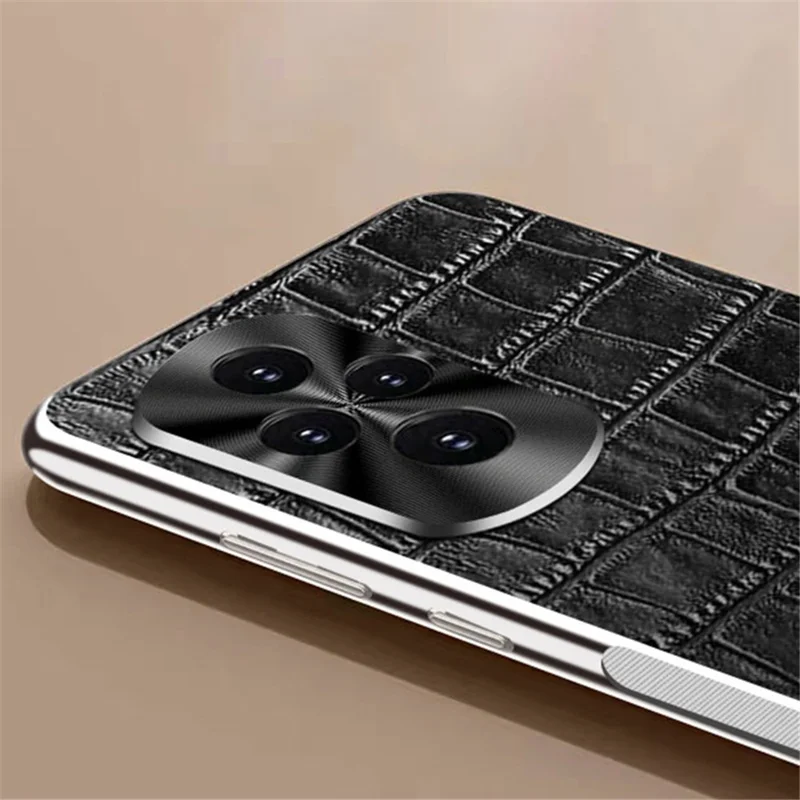 For Honor 200 5G Case Crocodile Texture Genuine Cow Leather+TPU Phone Cover - Coffee