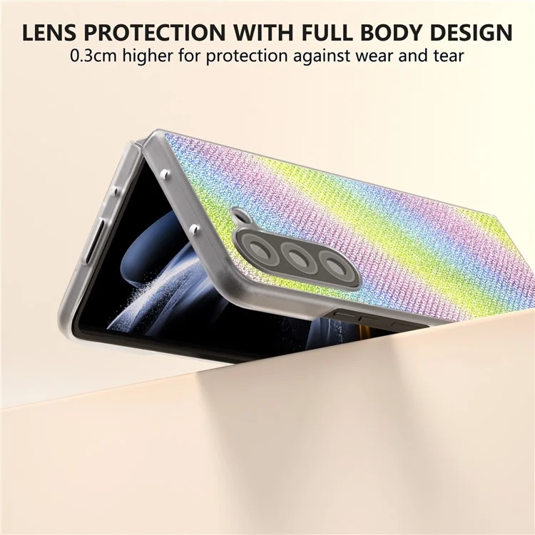 Para Samsung Galaxy Z Fold6 5G Capa Case Leather+PC Phone Cover Rhinestone Texture - Multi-Color