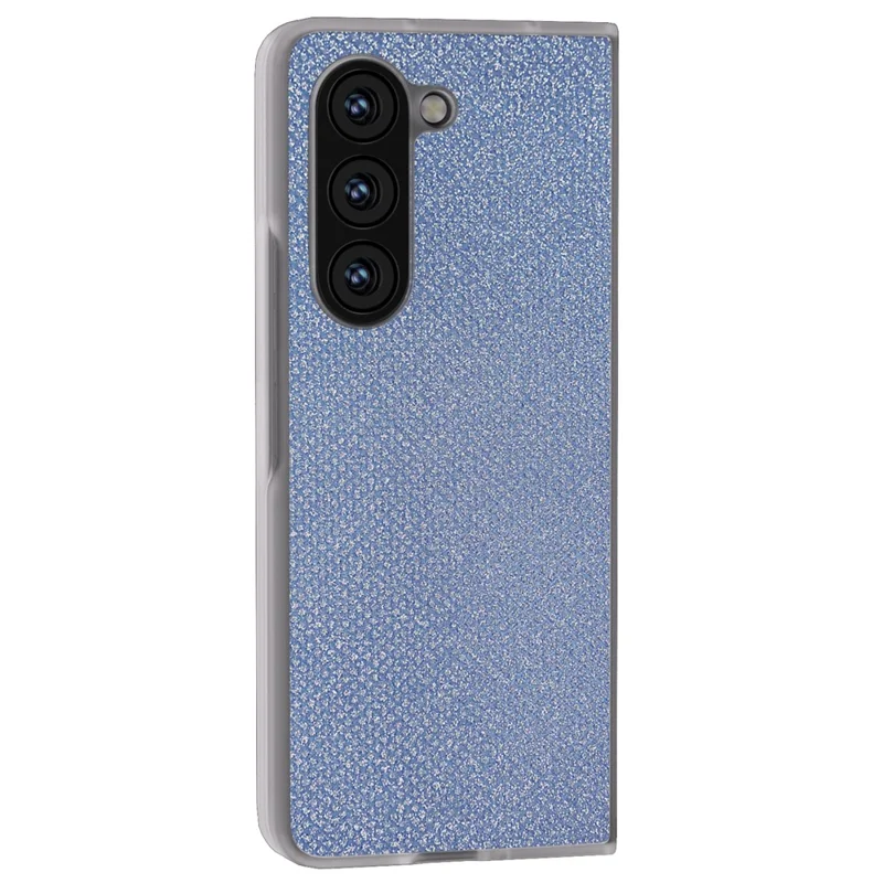 For Samsung Galaxy Z Fold6 5G Case Leather+PC Phone Cover Rhinestone Texture - Blue