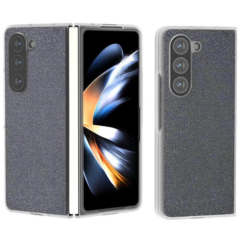 Für Samsung Galaxy Z Fold6 5G Hülle Leder+PC Handyhülle Rhinestone Struktur - Schwarz