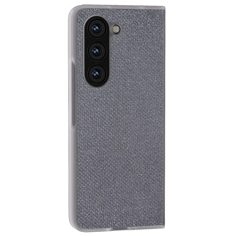 Für Samsung Galaxy Z Fold6 5G Hülle Leder+PC Handyhülle Rhinestone Struktur - Schwarz
