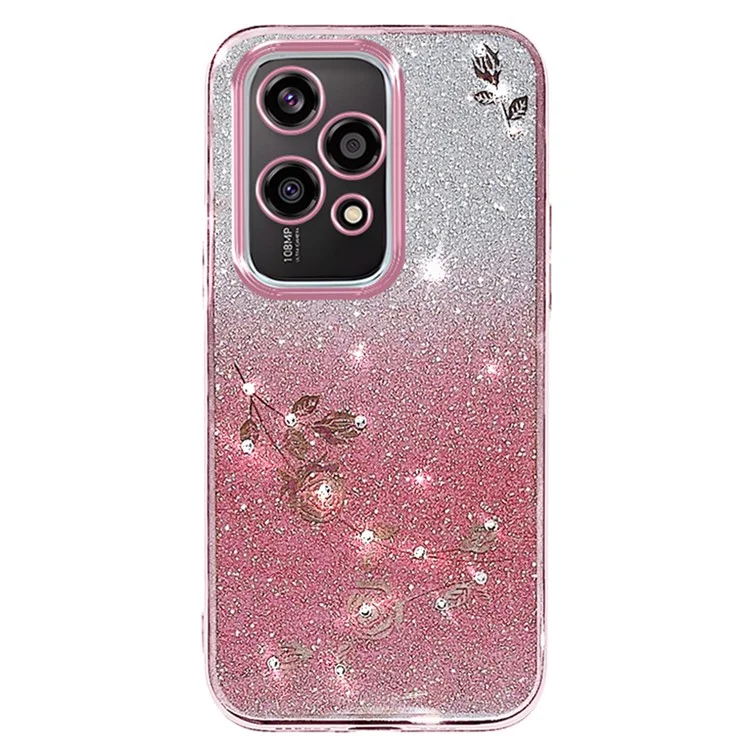 KADEM For Honor 200 Lite Case TPU Glitter Cute Floral Pattern Phone Cover - Rose Gold
