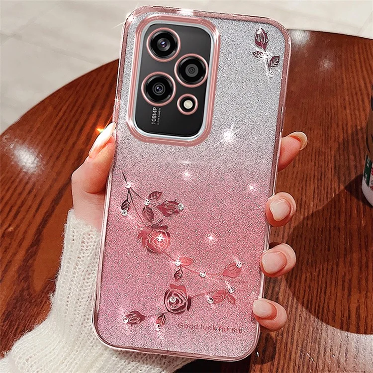 KADEM For Honor 200 Lite Case TPU Glitter Cute Floral Pattern Phone Cover - Rose Gold