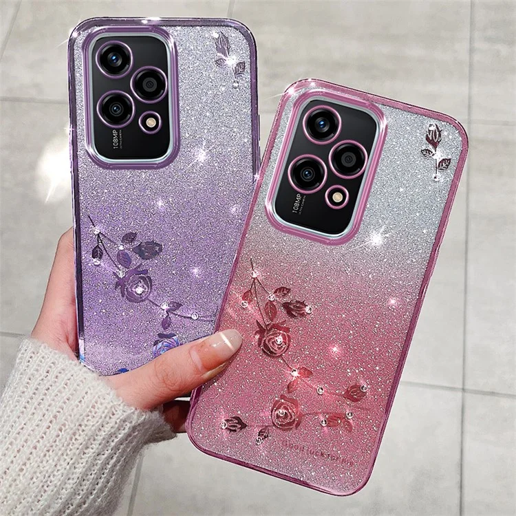 KADEM For Honor 200 Lite Case TPU Glitter Cute Floral Pattern Phone Cover - Rose Gold