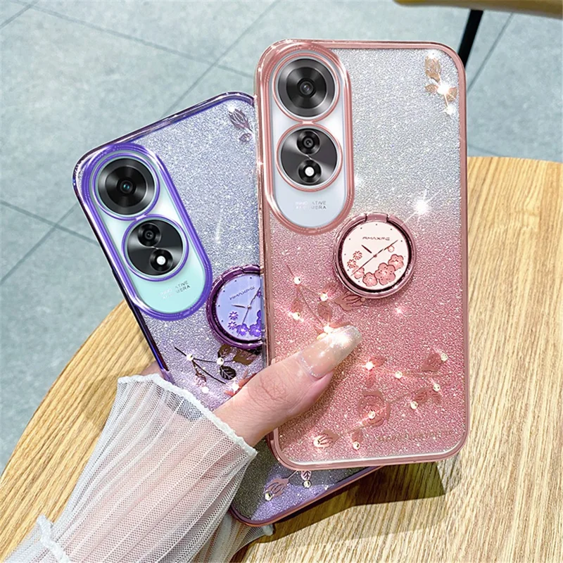 KADEM Per Oppo A60 4G Case Supporto Impugnatura TPU Lucido Cover Telefonica Glitter Scintillante - Rosa Oro