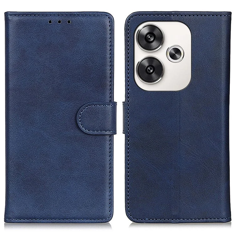 Para Xiaomi Poco F6 5G / Redmi Turbo 3 5G Funda de Cartera Textura de Piel de Vaca Anti-Caída Funda de Teléfono - Azul