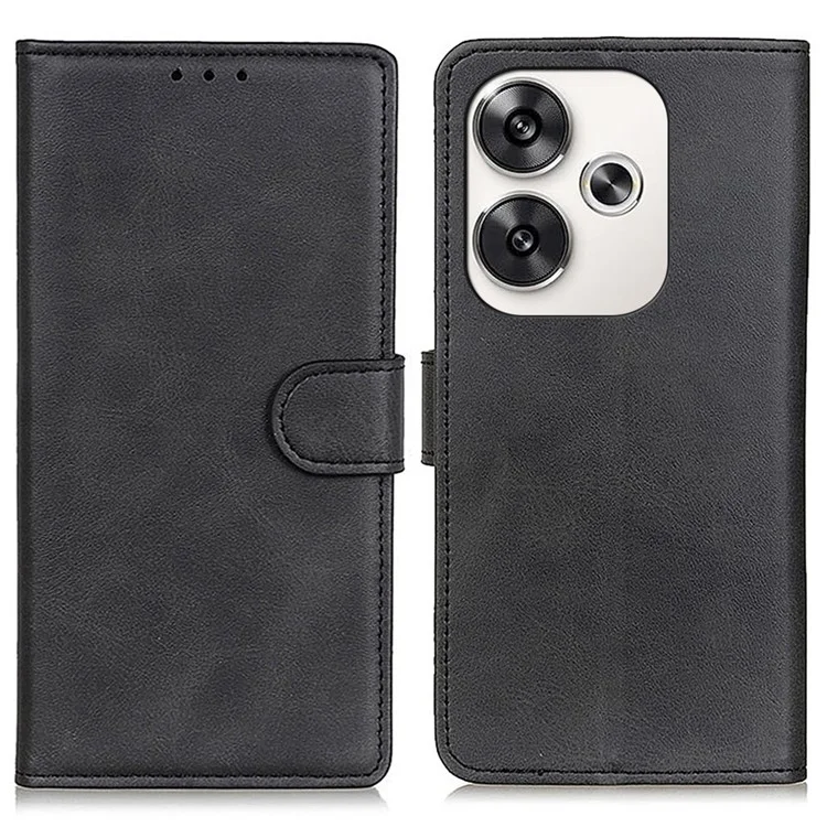 Para Xiaomi Poco F6 5G / Redmi Turbo 3 5G Funda de Cartera Textura de Piel de Vaca Anti-Caída Funda de Teléfono - Azul