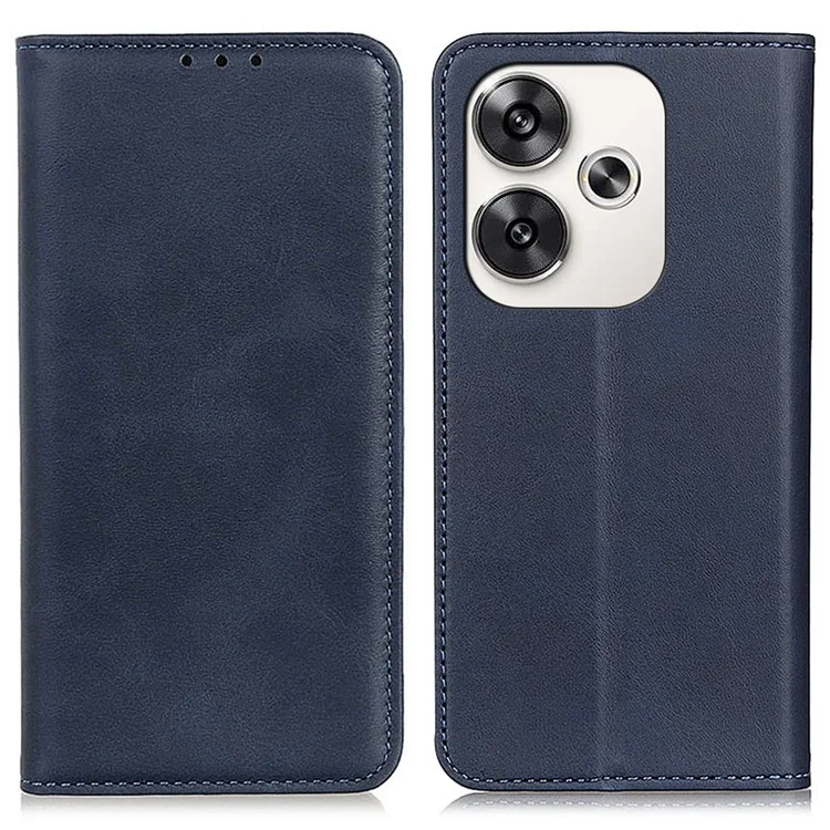 Защитный чехол для Xiaomi Poco F6 5G / Redmi Turbo 3 5G, из раскалывающейся кожи, с магнитным закрытием и бумажником - Синий