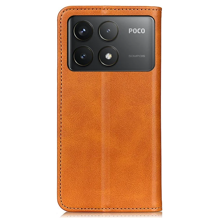 For Xiaomi Redmi K70 5G / K70 Pro 5G / Poco F6 Pro 5G Case Magnetic Closing Split Leather Wallet Phone Cover - Brown