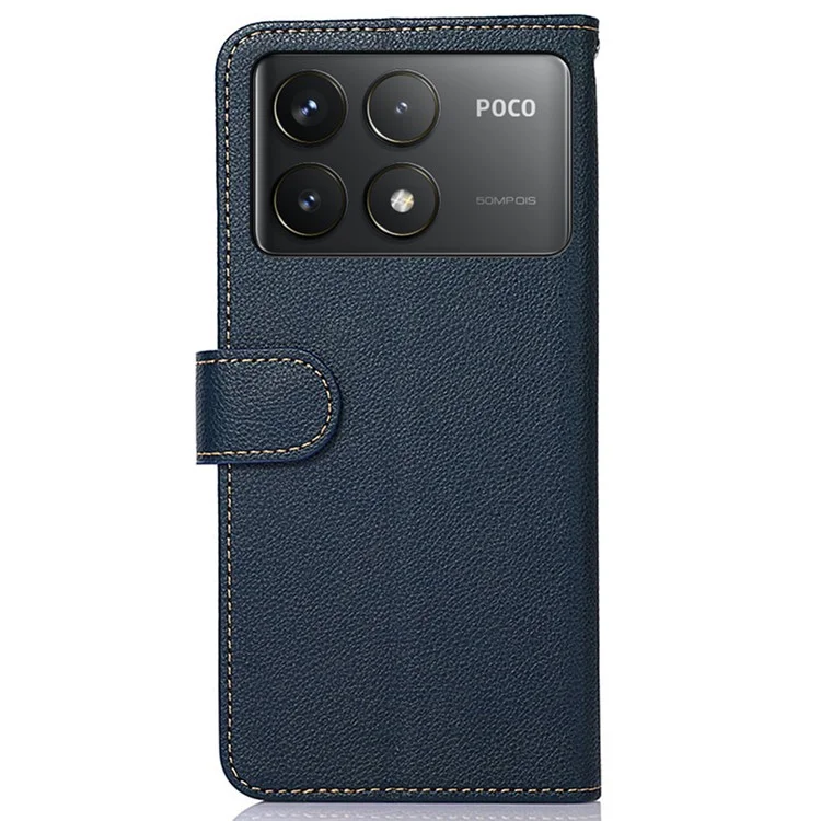KHAZNEH Pour Xiaomi Poco F6 Pro 5G / K70 5G / K70 Pro 5G Étui de Portefeuille Blocage RFID Housse en Cuir pour Téléphone - Bleu
